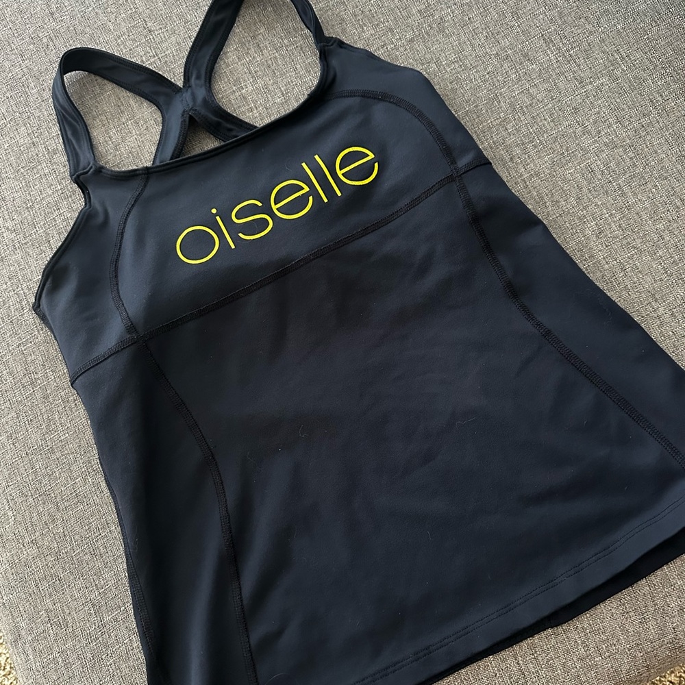 Oiselle OG Navy Racerback Tank with Yellow Accents